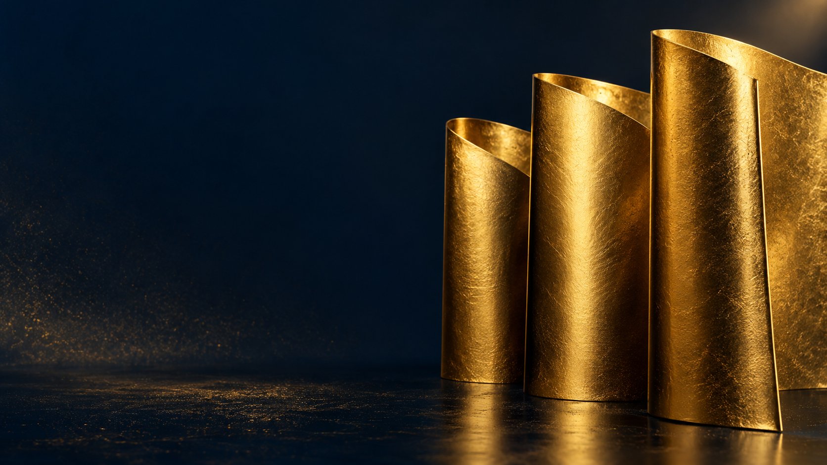 Original gold material study on midnight navy